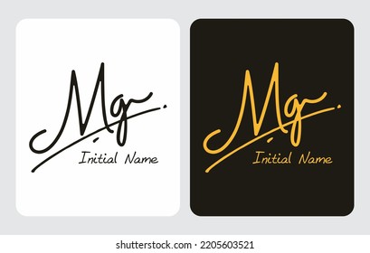 Mg M g Ersthandschrift Mg Ersthandschrift Logo-Vorlage Vektorhandschrift für Designs oder für Identitäten
