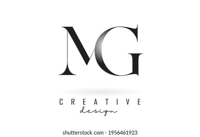 MG m g letter design logo logotype concept with serif font and elegant style. Vector illustration icon with letters M and G.