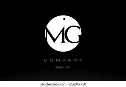 MG M G simple black white circle background alphabet company logo design vector icon template