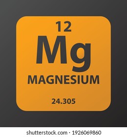 Mg Magnesium Alkaline earth metal Chemical Element vector illustration diagram, with atomic number and mass. Simple gradient flat design for education, lab, science class.
