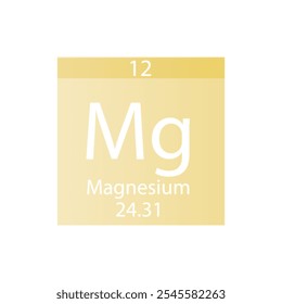 Mg Tabela periódica de elementos químicos de metal alcalino terroso de magnésio. Simples ilustração de vetor quadrado plano, ícone de estilo limpo simples com massa molar e número atômico