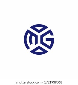 Logotipo monogramo MG con formas abstractas en plantilla de diseño de estilo moderno