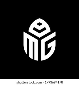 Logo de MG monograma con forma de ciprés plantilla de diseño de estilo de lujo