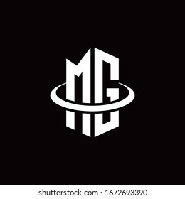 MG monogram logo in a hexagon style and surrounded by a ring
