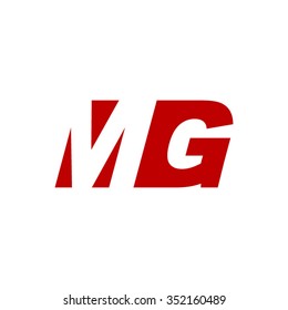 MG negative space letter logo red
