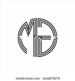 MG ogo monogram triple ribbon style line design template isolated on white background