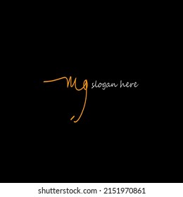 mg Slogan Initial Handwriting Logo Vector