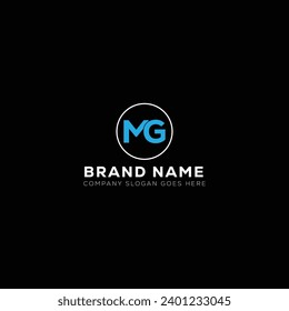 Diseño del logotipo de la letra blanca MG con fondo negro. M G