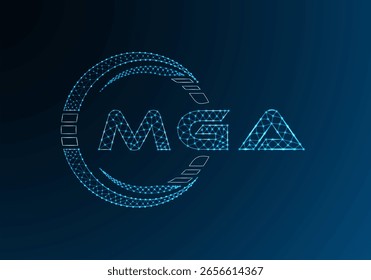 Diseño de Vector de logotipo de letra polivinílica baja MGA. Diseño de logotipo de poliéster inferior MGA. Logotipo de poliéster bajo.