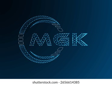 Diseño de Vector de logotipo de letra polivinílica baja MGK. Diseño de logotipo de poliéster inferior MGK. Logotipo de poliéster bajo.