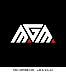 MGM triangle letter logo design with triangle shape. MGM triangle logo design monogram. MGM triangle vector logo template with red color. MGM triangular logo Simple, Elegant, and Luxurious design.