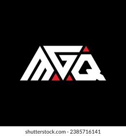 Diseño del logotipo de la letra triangular MGQ con forma triangular. Monograma de diseño del logotipo del triángulo MGQ. Plantilla de logotipo vectorial de triángulo MGQ con color rojo. Logo triangular MGQ Diseño sencillo, elegante y lujoso.