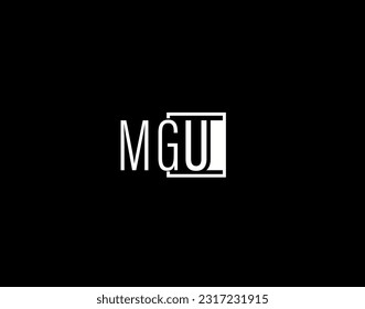 MGU Logo and Graphics Design, Modern and Sleek Vector Art and Icons isolated on black background