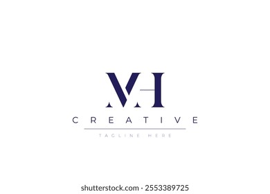 MH abstract minimalist letters Logo Monogram. It is a minimalist logo, this logo is made by combining two letters