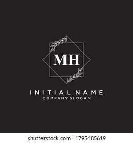 MH Beauty vector initial logo, handwriting logo of initial signature, wedding, fashion, jewerly, boutique, floral and botanical with creative template for any company or business.