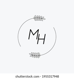 MH Beauty vector initial logo, handwriting logo of initial signature