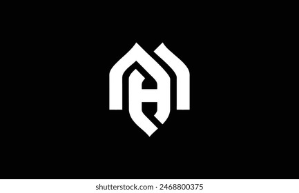 PLANTILLA de diseño de logotipo de monograma MH bold