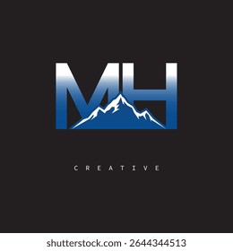 MH Creative Mountain Logo Bold Gradient Letter mark Branding Design for Business Outdoor Brands
