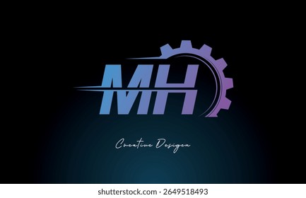 MH Gear Fusion Logo – Industrial Tech-Inspired Letter mark Futuristic Industrial Letter Mark Design for Technology and Engineering Brands.