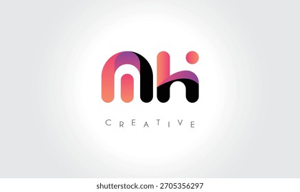 Logotipo Abstractas degradado MH con Formas redondeadas creativas