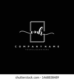 MH handwriting initial logo template vector.