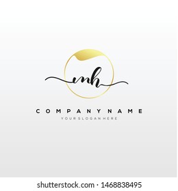 MH handwriting initial logo template vector.