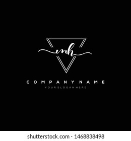 MH handwriting initial logo template vector.