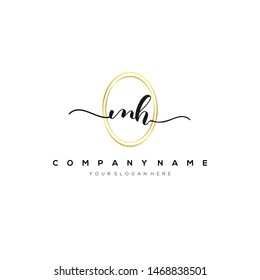 MH handwriting initial logo template vector.