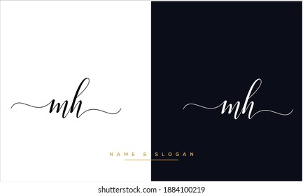 Monograma del logotipo de las letras abstractas MH ,HM