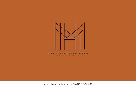 MH HM abstract vector logo monogram template