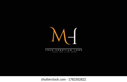 MH HM abstract vector logo monogram template