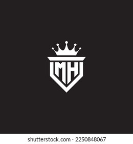 MH or HM logo monogram symbol shield with crown shape design vector