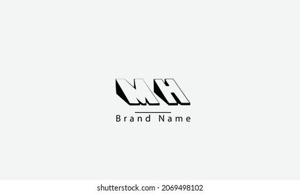 Plantilla de monograma abstracto del logotipo del vector MH HM M H