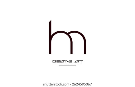 Monograma del logotipo de las letras abstractas de MH, de HM, de M, de H
