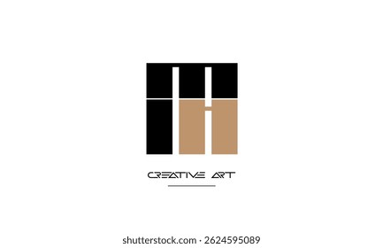 Monograma del logotipo de las letras abstractas de MH, de HM, de M, de H