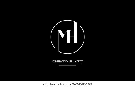 Monograma del logotipo de las letras abstractas de MH, de HM, de M, de H
