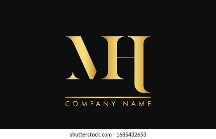 MH HM M H Logo design. Smart Mark of letter M and H in modern flat style. Vector graphic element for your company logotype. Male sign for business card. Black background
