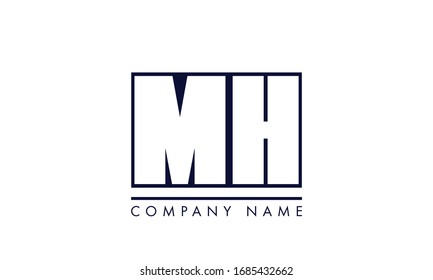 MH HM M H Logo design. Smart Mark of letter M and H in modern flat style. Vector graphic element for your company logotype. Male sign for business card. Black background
