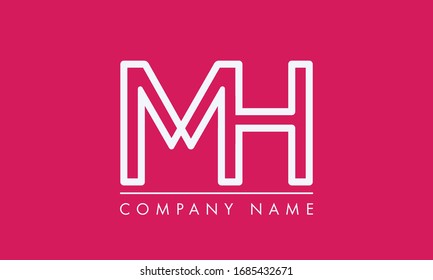 MH HM M H Logo design. Smart Mark of letter M and H in modern flat style. Vector graphic element for your company logotype. Male sign for business card. Black background
