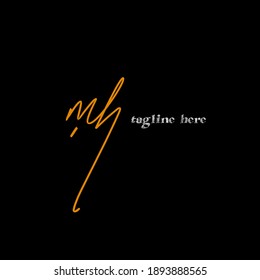 mh initial handwriting black background