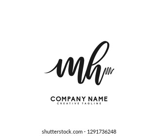 MH Initial Handwriting Logo Template Vector