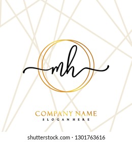 MH Initial Handwriting logo template vector