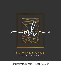 MH Initial Handwriting logo template vector