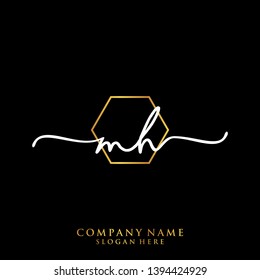 MH Initial handwriting logo template