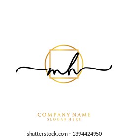 MH Initial handwriting logo template