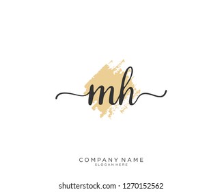 MH Initial handwriting logo vector