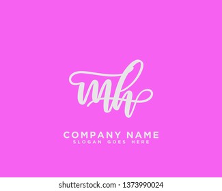 MH Initial Handwriting Logo Vector