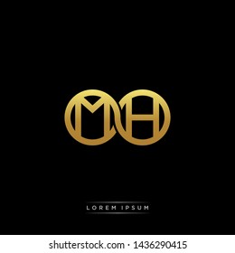 MH initial letter linked circle capital monogram logo modern template