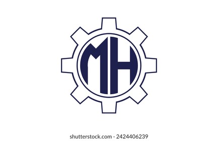 MH initial letter mechanical circle logo design vector template. industrial, engineering, servicing, word mark, letter mark, monogram, construction, business, company, corporate, commercial, geometric