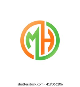 MH initial letters looping linked circle logo orange green